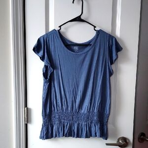 Wonder Nation Blue Smocked Ruffled Blouse Xl Plus